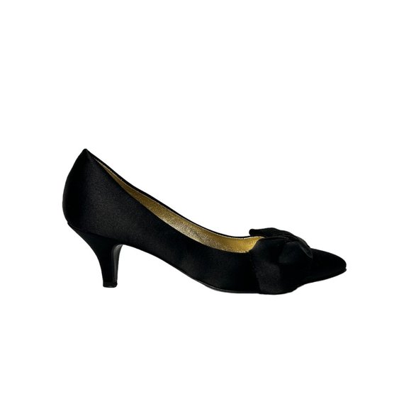 CHANEL - Black Satin Bow Pumps - Picture 1 of 7